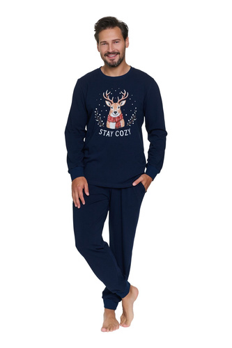 Pijama masculina Doctor Nap 7504 Oh Deer azul marino de algodón con ciervo