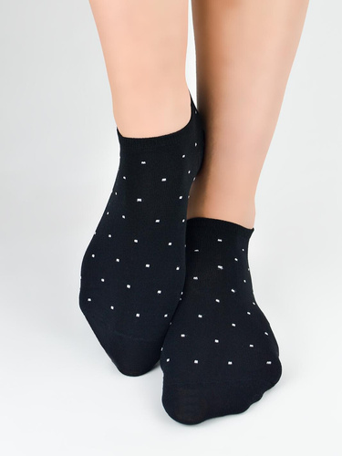 Calcetines invisibles mujer Noviti ST077 – modal, lunares, costuras planas black