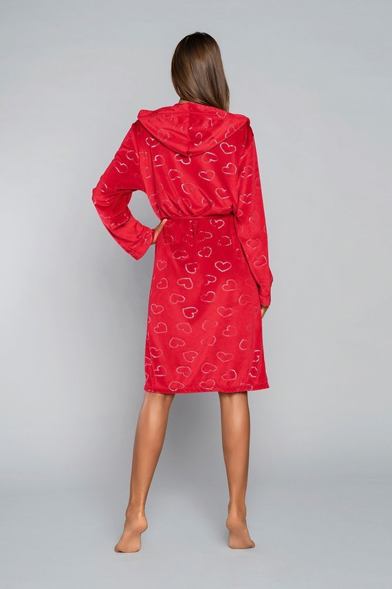 Elixir Albornoz de señora con bolsillos Moda Italiana - rojo/estampado