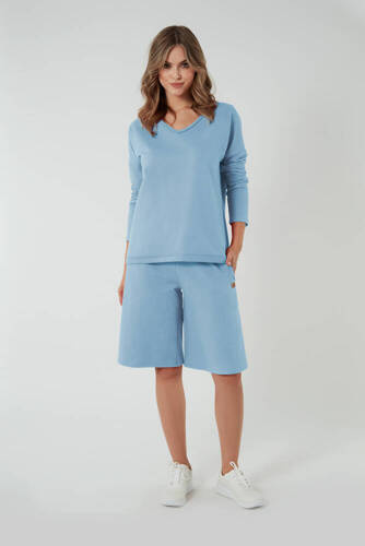 Madri 1/2 culottes short mujer Moda Italiana - azul