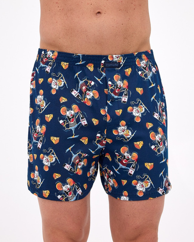 001/176 011/176 Calzoncillos bóxer Cornette Classic Mouse para hombre - algodón, cómodos, con divertido estampado azul marino