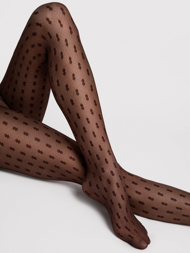 G 6125 Medias Bijou Fiore 20 den mocca - estampadas, elegantes