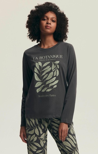 43685 Danna Pijama de mujer Henderson gris - algodón, estampado botánico