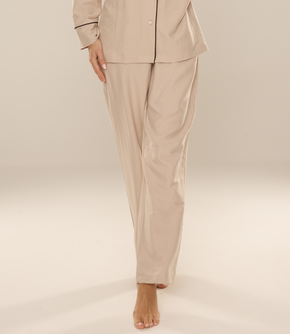 Maeve 875 De Lafense pantalón de pijama de mujer - largo, liso, con bolsillos - arena