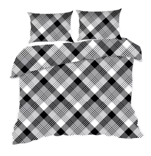 1754N Ropa de cama de algodón Classic E24 Karo peplite check negro blanco- 100% algodón, duradero, colorido, juego de 2 piezas