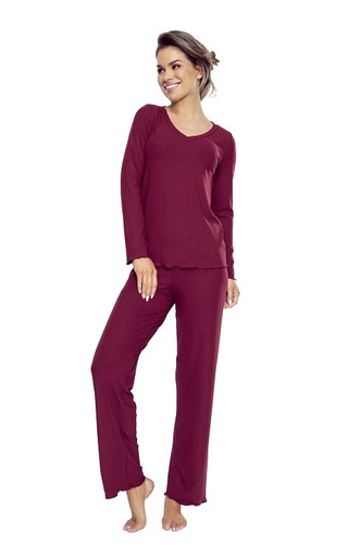 Rosaria Eldar First Lady granate - Pijama de mujer de viscosa, conjunto con pantalón largo