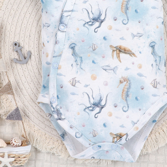 ABN-5443 Sea Of Joy Nini body envolvente de manga corta - algodón orgánico, para bebés