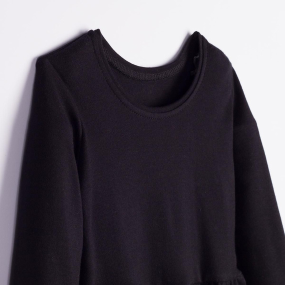 Blusa para niña Nicol 163706 100% algodón negra con basquiña y encaje