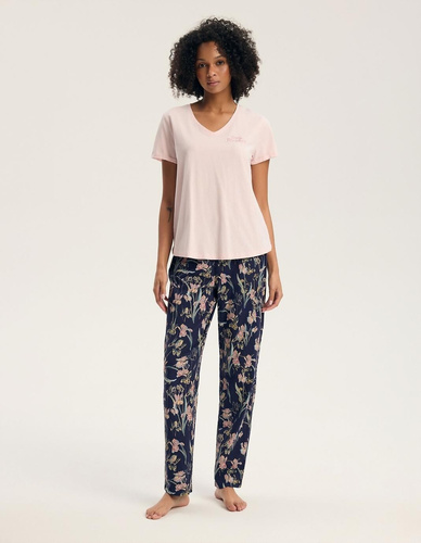 Henderson Galla 45445 Pijama de mujer 100% algodón Pantalón largo violeta-rosa sucio