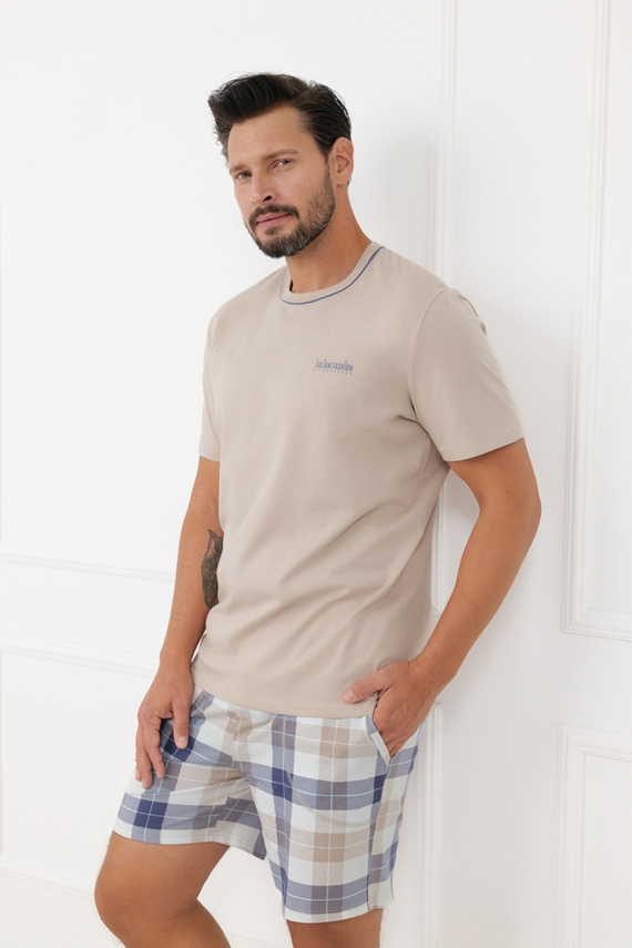 Pijama hombre Juno Italian Fashion 100% algodón manga corta shorts