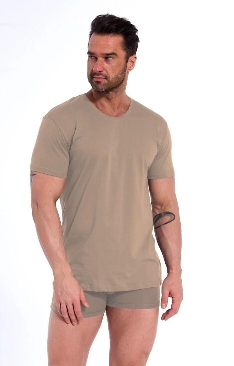 202 New Cornette beige - Camiseta de hombre de algodón, corte clásico