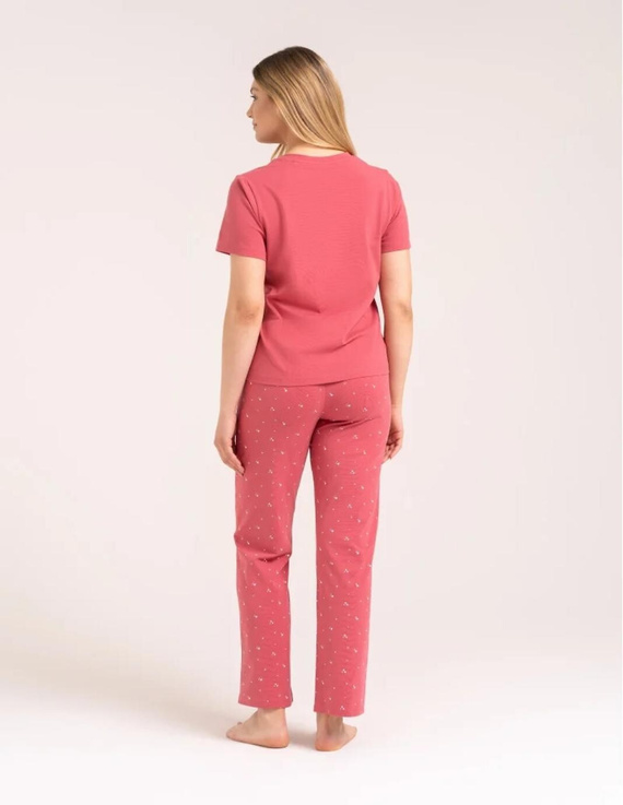 Pijama de mujer Moraj PDD4300-024 rosa de algodón con corazones y pantalones largos