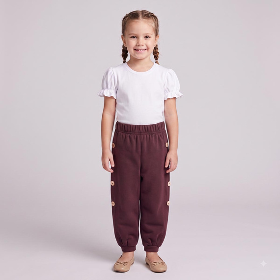 226277 Nicol HANIA Pantalones aladinos para niña en algodón color marrón oscuro