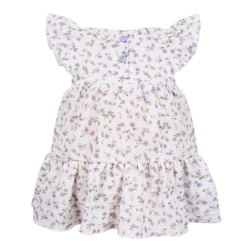 Vestido Eevi de muselina de prado - manga corta, flores pequeñas, ligero