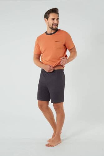 Stefano Pijama de manga corta para hombre, pantalón corto Moda Italiana - rojo