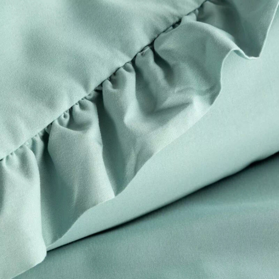 Ropa de cama de microfibra Eurofirany MI con volante, suave, con cremallera, verde