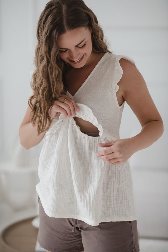 Blusa de maternidad y lactancia Milky Butterfly - comodidad y estilo Crema Milk&Love