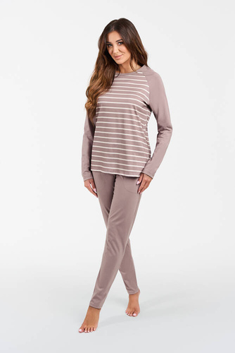 Oda Pijama de manga larga para mujer, pantalón largo Moda Italiana - estampado capuchino/cappuccino