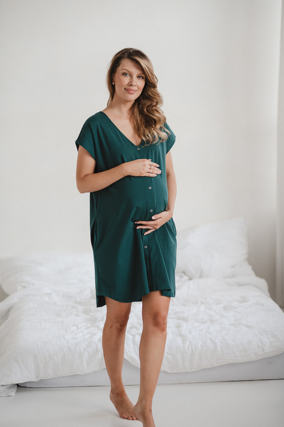 Camisón parto y lactancia Born of Love Milk&Love con botones green