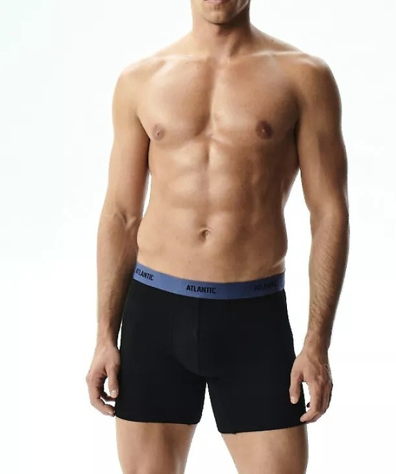 Bóxers para hombre Atlantic 3MH-0177 A3 3-pack negro-denim, algodón, pierna larga