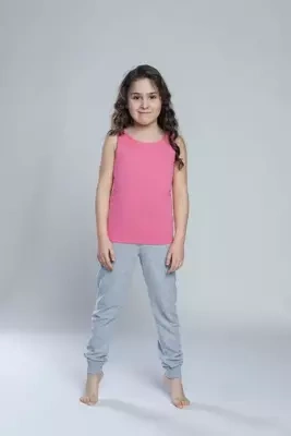 Camiseta Tola para niña, tirante ancho Moda Italiana- rosa