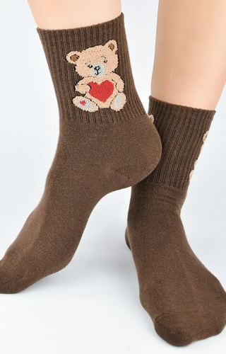 SB 150 Osito Noviti calcetines de las mujeres marrón - algodón, de color con el patrón