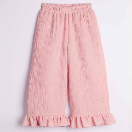 Pantalones para niña Nicol 224331 muselina 100% algodón anchos de verano - rosa