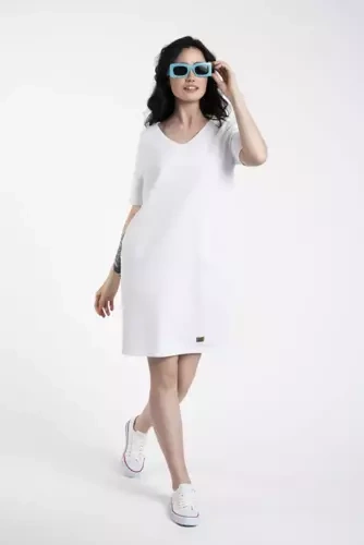 Karina Túnica de manga corta para mujer Italian Fashion - blanco