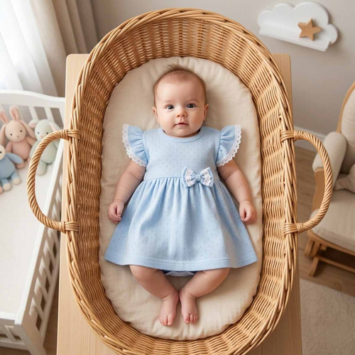 224035 Nicol Vestido-body para niña azul 100% algodón calado