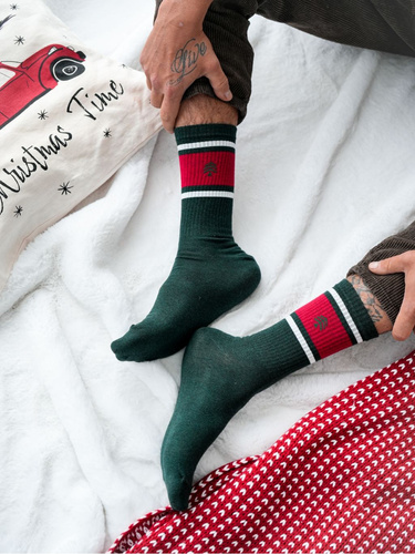 1290.040 Christmas tree sock - calcetines de Navidad para hombre Milena, verde botella