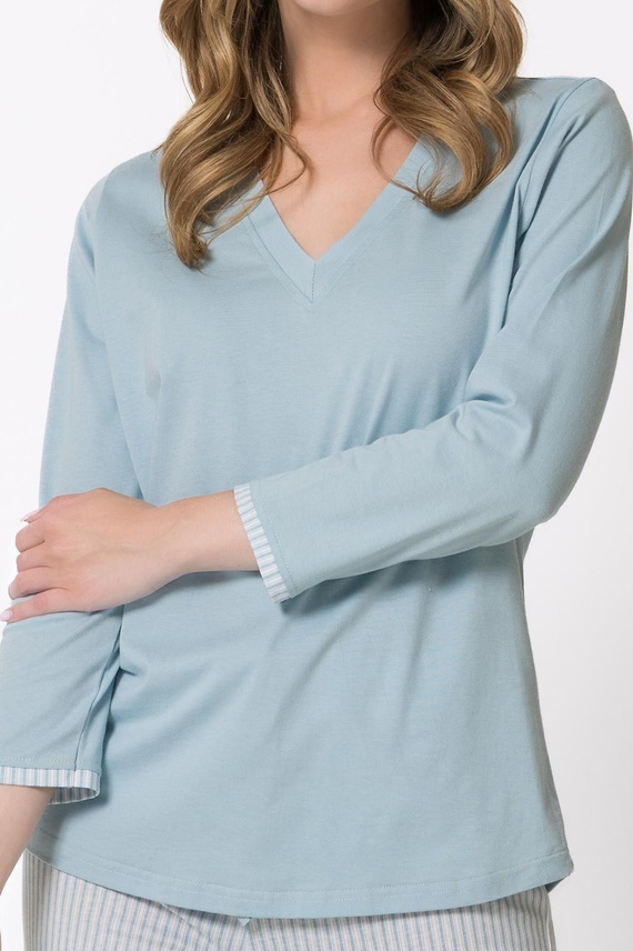 Pijama de mujer Leveza 1767 Anita 7/8 verde grosella 100% algodón confort