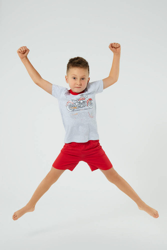 Pijama Junak para niño manga corta, pantalón corto Moda Italiana - j.melange/rojo