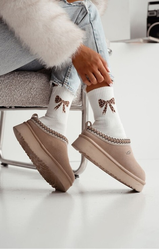 0118-014 Calcetines de rizo para mujer Milena crudo - algodón, con lazo, cálidos