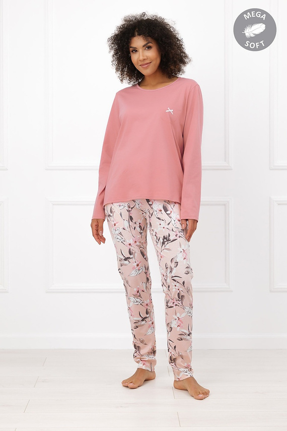 Italian Fashion Kafelia Pijama mujer Mega Soft larga flores lazo