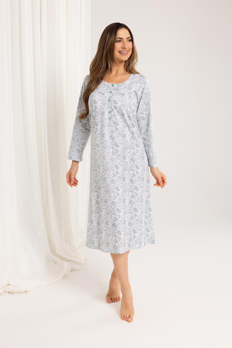 Camisón de señora Regina 017 verde - algodón, manga larga, cómodo y clásico