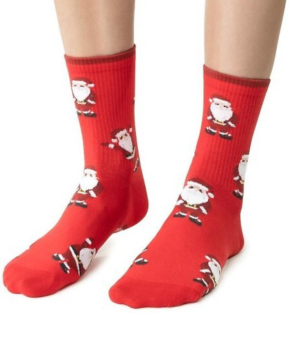 ARTE.136 Calcetines de Navidad para mujer Steven rojo 140- algodón, cálido, patrón de invierno