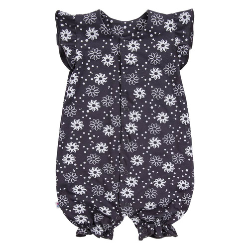 Rampa para niña EEVI - grafito con flores, 100% algodón