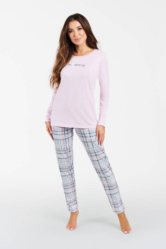 Pijama de manga larga y pantalón largo Glamour Ladies Italian Fashion - rosa/estampado