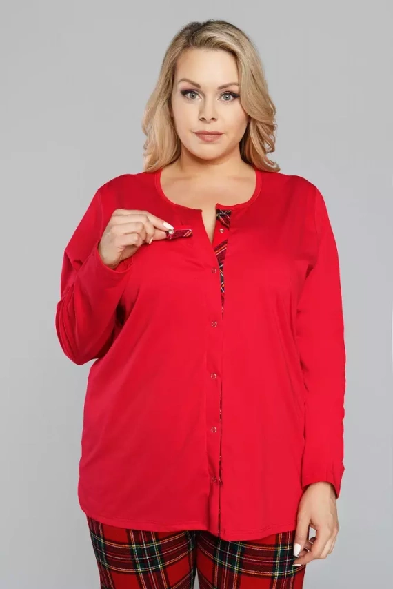 Pijama de mujer Zorza manga larga, pantalón Moda Italiana - verde/estampado