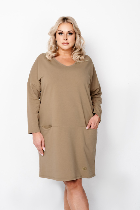 Karina túnica de manga larga para mujer Italian Fashion - camel