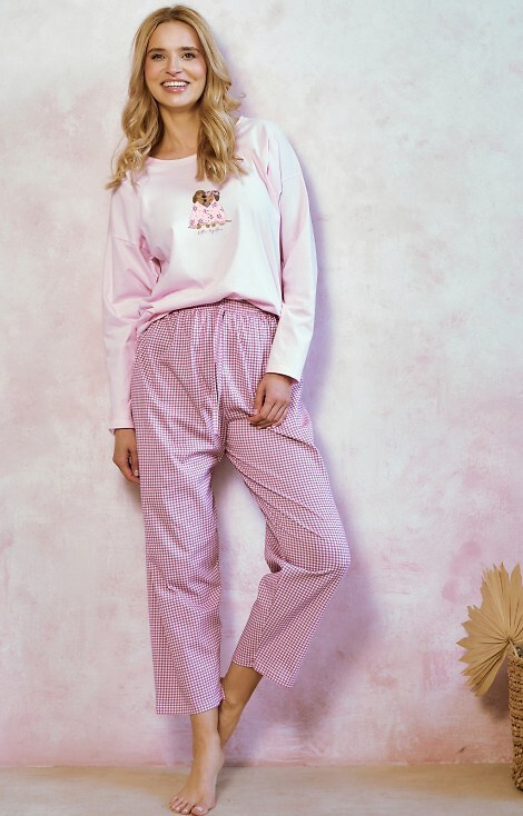 3434 Elisa Pijama de mujer Taro - 100% algodón, manga larga, estampado perritos