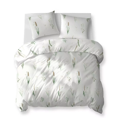 5771 A Cotton Bloom Detexpol Ropa de cama blanca con hierbas y espigas - 100% algodón, doble cara, producción polaca