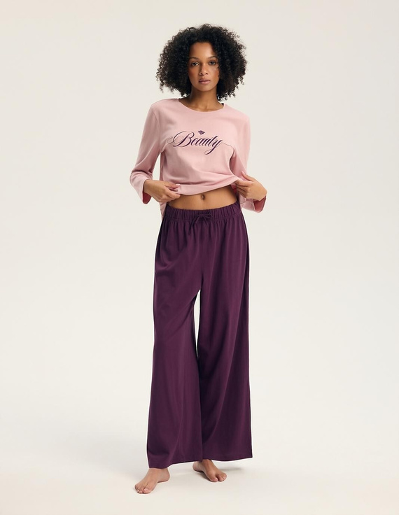 Pijama de mujer Henderson 45443 Galla rosa 100% algodón manga larga