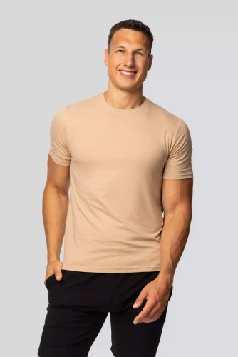Camiseta Urban de algodón beige para hombre- Corte clásico, alta calidad, flexibilidad, comodidad durante todo el día