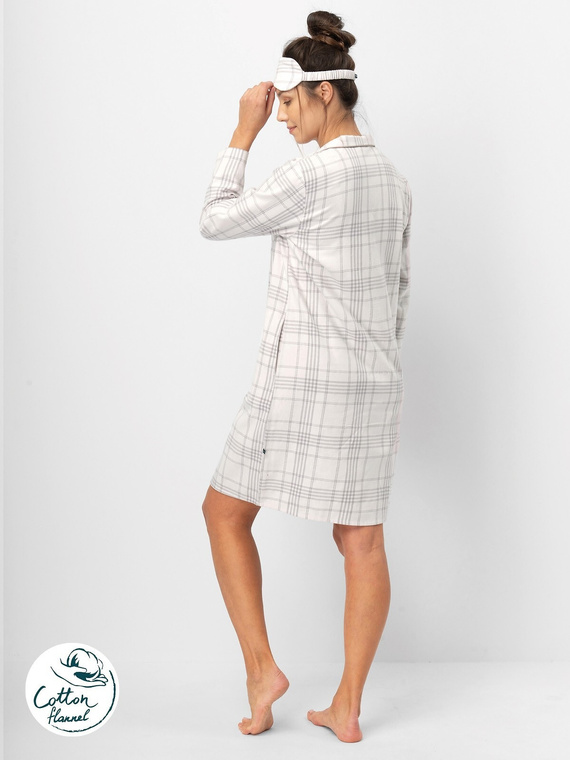 Camisa mujer Key LND 401 rosa claro - franela algodón, manga larga, botones