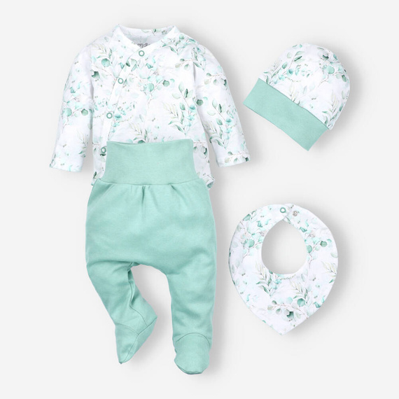 Conjunto bebé NINI algodón orgánico body polaina gorro niña