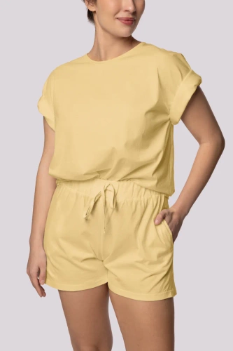 Pijama de mujer de manga corta Bliss Mona amarillo