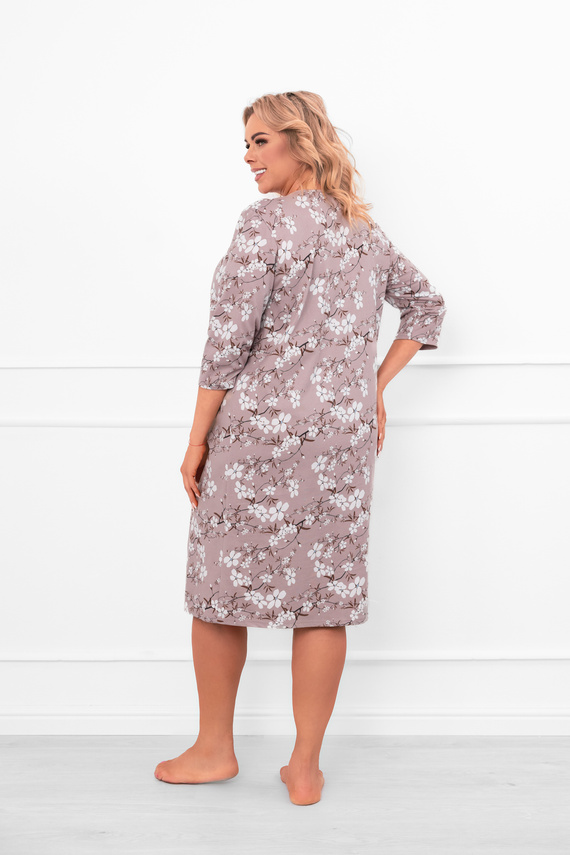 Camisón de señora Oshima de algodón con mangas 3/4 y estampado floral Moda Italiana