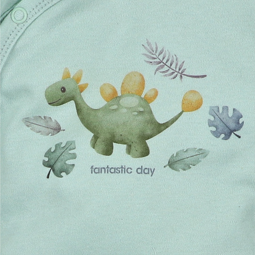 ABN-5568 Pijama para bebé Dino Explorer Nini menta | algodón orgánico, cierre con automáticos
