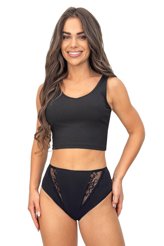 Braga 238 Donna negra - braga de mujer de algodón con inserciones de encaje